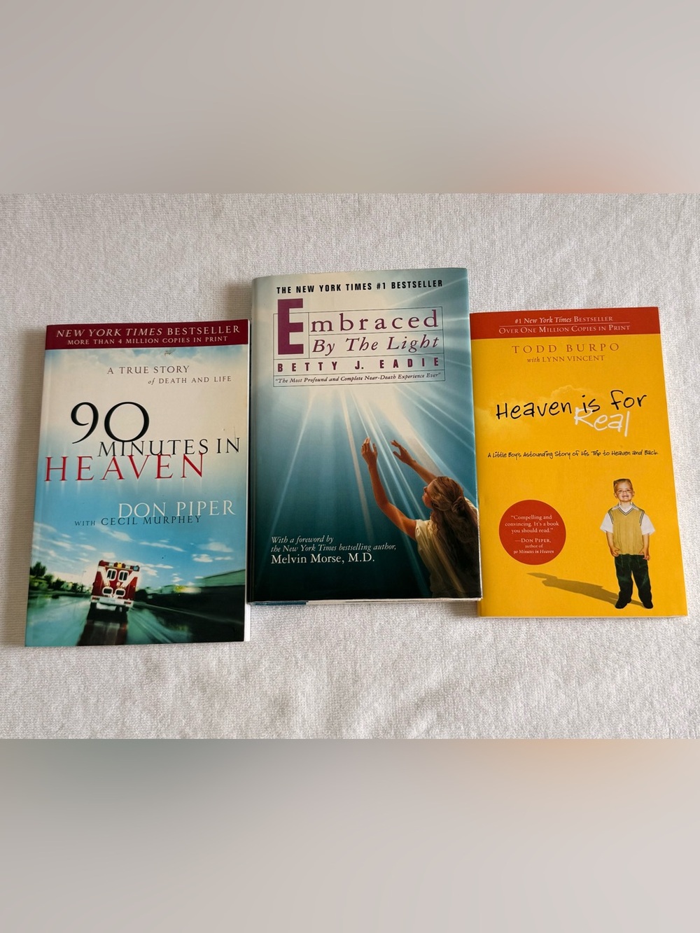 Lot 3 NDE Books - Heaven Is For Real Embraced By The Light 90 Minutes In Heaven